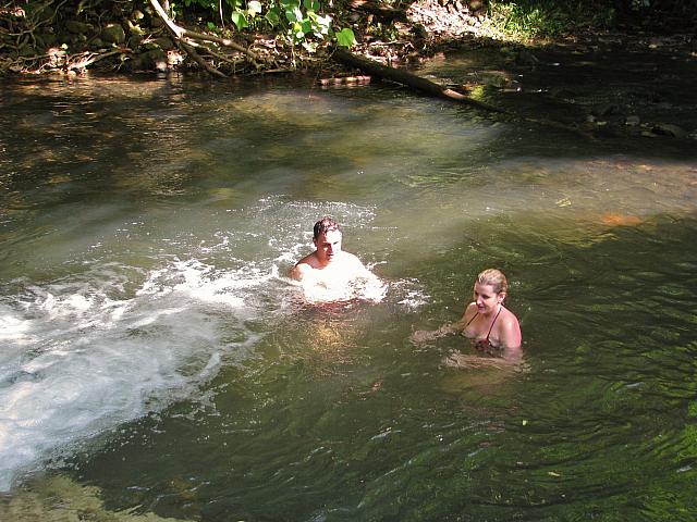 The newly weds went swimming