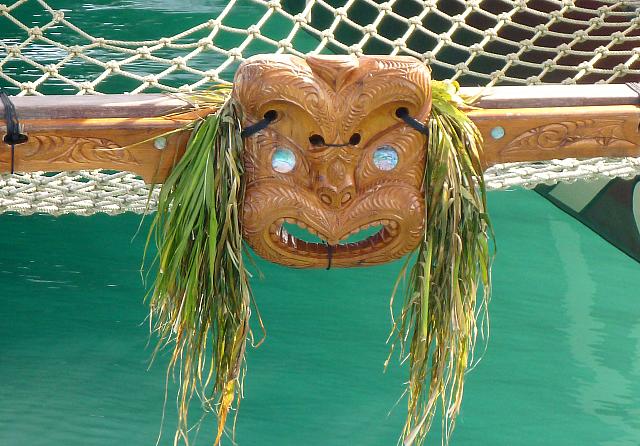 Mask on the stern of the vaka