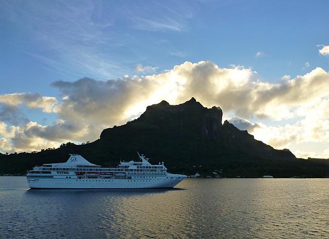 The Paul Gauguin was in port with us...both of us anchored and tendering.
