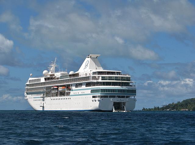 The Paul Gauguin (note stern that opens for water activities)