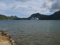 Our ship in Maroe Bay, Huahine